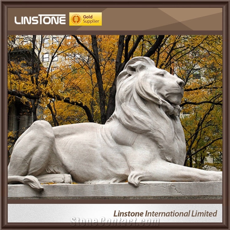 Large Antique Wall Street Granite Lion Bull Statues for Garden Park