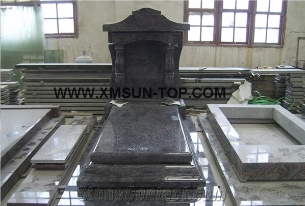 Bahama Blue Granite Tombstone&Monument Design/Bahamas Blue Granite Japanese Style Tombstones/Korean Style Upright Monuments/Asian Style Engraved Tombstone/Headstones/Custom Monuments