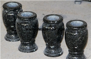Blue Pearl Granite Polished Round Monumental Vases/Blue Pearl Granite Tombstone Vases/Granite Memorial Vases/Natural Stone Funeral Vase