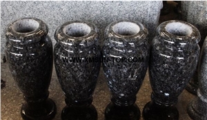 Blue Pearl Granite Polished Round Monumental Vases/Blue Pearl Granite Tombstone Vases/Granite Memorial Vases/Natural Stone Funeral Vase