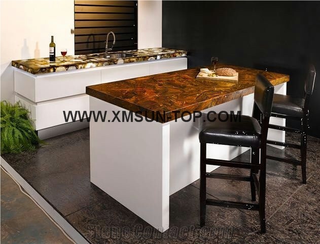 Brown Semi-Precious Stone Kitchen Countertop/Semiprecious Worktops/Kitchen Bar Top/Stone Kitchen Desk Tops/Engineered Stone Kitchen Countertops/Custom Countertops/Interior Stone