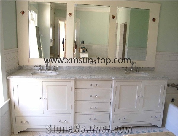China Bianco Carrara Bathroom Tops, China White Marble Countertop, Grey Veins White Marble Vanity Tops, Bathroom Vanity Top, White Vanity Tops with Cabinet