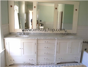 China Bianco Carrara Bathroom Tops, China White Marble Countertop, Grey Veins White Marble Vanity Tops, Bathroom Vanity Top, White Vanity Tops with Cabinet