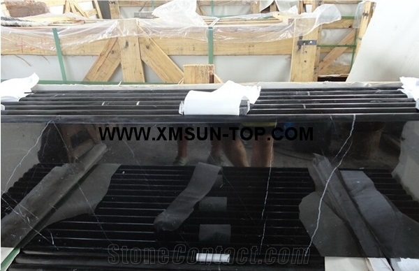 China Black Marquina Marble Steps/China Nero Marquina Marble Stair Riser/China Black With Vein Marble Stair Treads/Mosa Classico Staircase/China White and Black Marble Stair