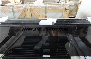 China Black Marquina Marble Steps/China Nero Marquina Marble Stair Riser/China Black With Vein Marble Stair Treads/Mosa Classico Staircase/China White and Black Marble Stair