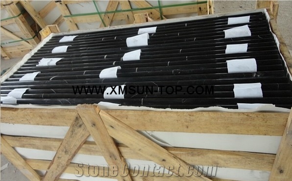 China Black Marquina Marble Steps/China Nero Marquina Marble Stair Riser/China Black With Vein Marble Stair Treads/Mosa Classico Staircase/China White and Black Marble Stair