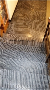 China Black Wooden Vein Marble Stair Tiles, Nero Wood Veined Marble Steps, China Black Vein Marble Stone Staircase, Polished Tiles for Indoor Stairs, Marble Stair Treads&Riser 