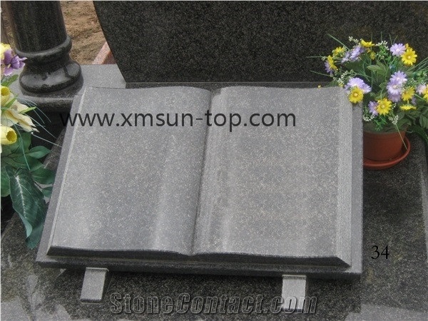 China G603 Granite Book Slant Grave, Sesame White Book Shape Grave Markers, Crystal Grey Gravestone, Granite Book Shaped Slant Monument&Headstone