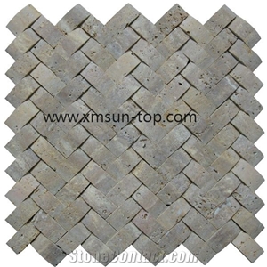 China Grey Travertine Mosaic Tiles, Wall Mosaic, Floor Mosaic, Interior Decoration, Customized Mosaic Tile, Mosaic Tile for Bathroom&Kitchen