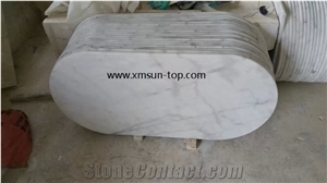 China Guangxi White Marble Table Tops, White Marble Reception Counter, Reception Desk, Work Top, Guangxi White Marble Oval Table Tops