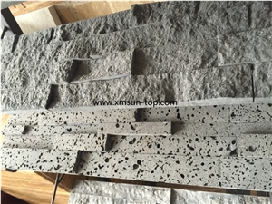 China Lava Stone Wall Cladding, Black Basalt Stack Stone, Dark Gray Basalt Culture Stone, Ledge Stone