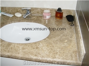 China Light Brown Emperador Marble Countertop, China Emperador Light Vanity Tops, Brown Marble Bath Tops, Custom Countertop & Fabrication, Single Round Sink