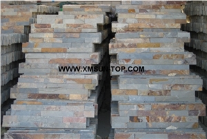 China Multicolor Slate Cultured Stone/Grey and Rusty Yellow Slate Culture Stone/ Natural Stone for Wall Cladding/Stacked Stone Veneer/Stone Wall Decor/Stone Panel for Wall Covering 