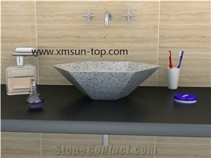 China New G603 Granite Basin, Bacuo White Sinks, Padang White, Bianco Crystal, Sesame White Bathroom Top Sink, Vessel Sinks, Granite Washbasin, China Grey, Gamma Bianco Granite Basins