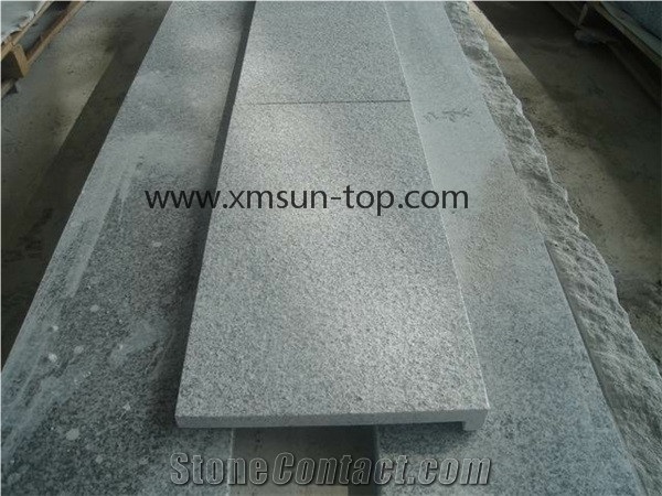 China New G603 Granite Steps, Bacuo White, Sesame White Stair Treads, Bush Hammered Stairs Tile, Bianco Crystal Staircase & Stair Riser