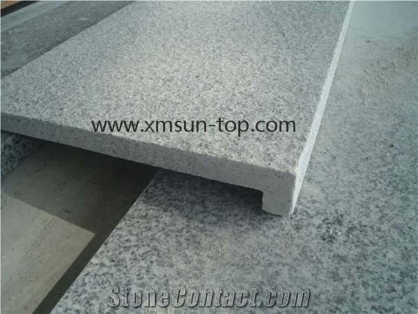 China New G603 Granite Steps, Bacuo White, Sesame White Stair Treads, Bush Hammered Stairs Tile, Bianco Crystal Staircase & Stair Riser