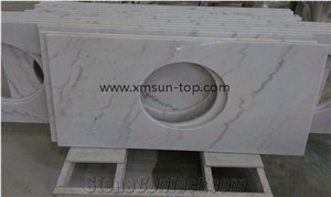 China White Marble Countertop, White Marble with Grey Vein, China Guangxi White Marble Vanity Tops, China Carrara White Marble Bath Tops, Guangxi Rainbow White Marble Custom Countertop & Fabrication