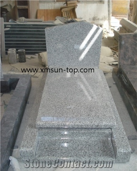 Chinese G603 Light Grey Granite Tombstone, China Grey Granite Slant Grave, Crystal Grey Monument & Headstone, Bianco Gamma, Balma Grey Polished Gravestone
