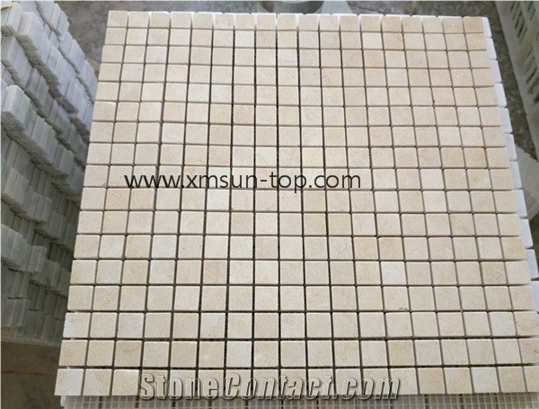 Cream Marfil Mosaic Tiles, Beige Marble Mosaic, Wall&Floor Mosaic, Interior Decoration, Customized Mosaic Tile, Mosaic Tile for Bathroom&Kitchen&Swimming Pool
