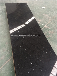 Crystal Black Quartz Slabs, Sparkle Black Quartz Stone Tile, Engineered Stone, Artificial Quartz Stone Strips, Nero Polished Quartz Small Slab & Tile&Customed