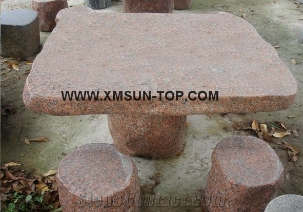 G562 Granite Garden Bench&Table/Maple Leaf Red Granite Table Sets/Chinese Capao Bonito Granite Exterior Furniture/Crown Red Granite Park Bench&Table/G651 Granite Outdoors Furniture/Landscaping Stone
