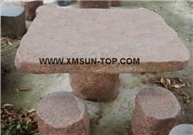G562 Granite Garden Bench&Table/Maple Leaf Red Granite Table Sets/Chinese Capao Bonito Granite Exterior Furniture/Crown Red Granite Park Bench&Table/G651 Granite Outdoors Furniture/Landscaping Stone