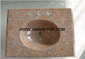 G562 Granite Granite Bathroom Sinks/Maple Leaf Red Granite Round Sinks&Basins/Cenxi Red Granite Wash Basins&Sinks/Natural Stone Wash Bowls/Fengye Hong Granite Sinks&Basins
