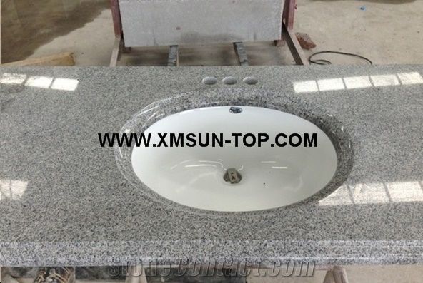G603 Granite Bathroom Countertop With Round Sink Bacuo White