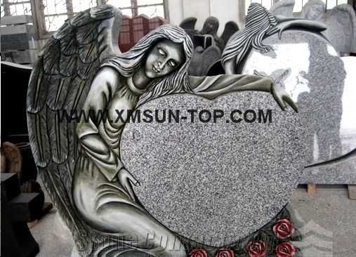 G603 Granite Tombstone & Monument Design/Western Style Monuments/China Grey Angel Monuments/Heart Tombstones/Sesame White Gravestone/Bacuo White Granite Headstones/Custom Monuments/Engraved Tombstones