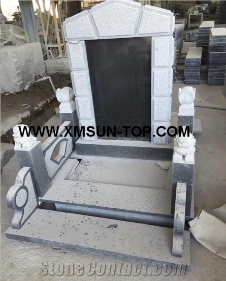 G654 Japanese Style Monuments&Tombstones/Sesame Black Granite Korean Style Monuments&Tombstone/China Impala Granite Asian Style Monuments&Tombstone