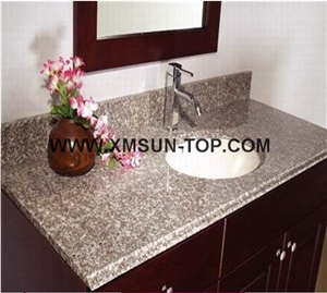 G664 Granite Bathroom Countertops/Luna Pearl Granite Custom Vanity Tops/Black Spots Brown Granite Bathroom Vanity Tops/Violet Granite Bath Tops
