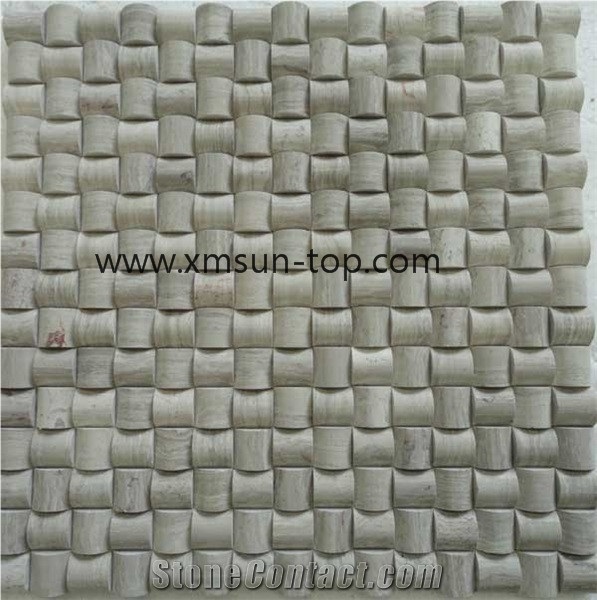 Grey Wooden Marble Mosaic Tiles, China Serpegiante Grey Marble Mosaic, Wall&Floor Mosaic, Interior Decoration, Customized Mosaic Tile, Mosaic Tile for Bathroom&Kitchen&Swimming Pool