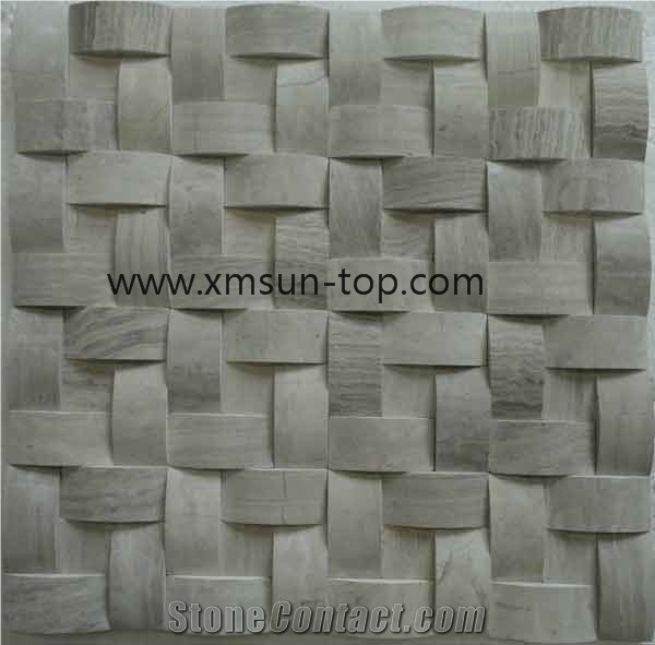 Grey Wooden Marble Mosaic Tiles, China Serpegiante Grey Marble Mosaic, Wall&Floor Mosaic, Interior Decoration, Customized Mosaic Tile, Mosaic Tile for Bathroom&Kitchen&Swimming Pool