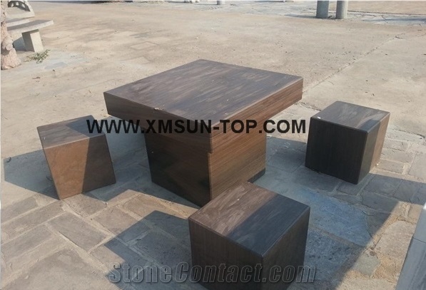 Honed Sandstone Bench&Table/Natural Stone Exterior Furniture/Outdoors Furniture/Garden Bench&Table/Table Sets/Park Stone Bench&Table
