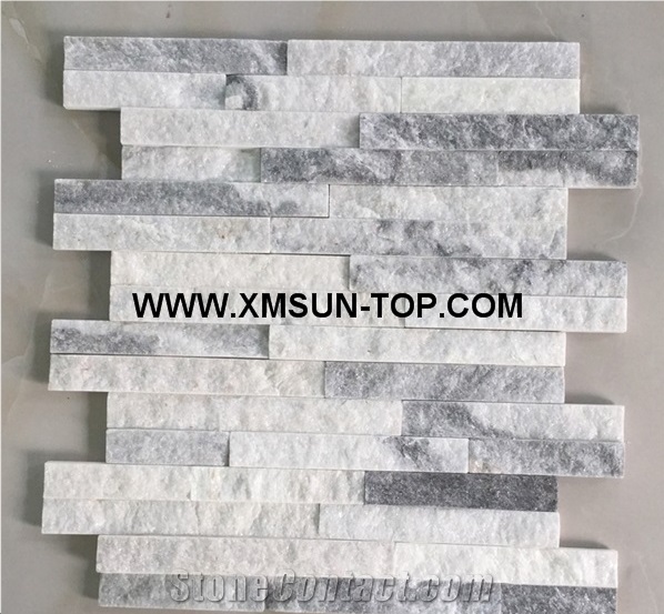 Multicolor Quartztite Cultured Stone/Mixed Color Thin Stone Veneer/Grey and White Natural Stone for Wall Cladding/Stacked Stone Veneer/Stone Panel for Wall Covering/Wall Decor