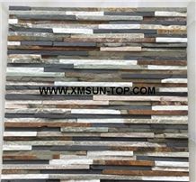 Multicolor Quartztite Waterfall Cultured Stone/Mixed Color Thin Stone Veneer/Natural Stone for Wall Cladding/Stacked Stone Veneer/Stone Panel for Wall Covering/Wave Shape Culture Stone/Wall Decor