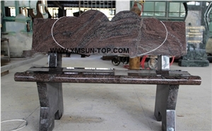 Paradiso Granite HeartsTombstone & Monument Cemetery American Bench/Multicolor Monumental Bench/Stone Memorial Bench/Mixed Color Granite Funeral Cremation Benches