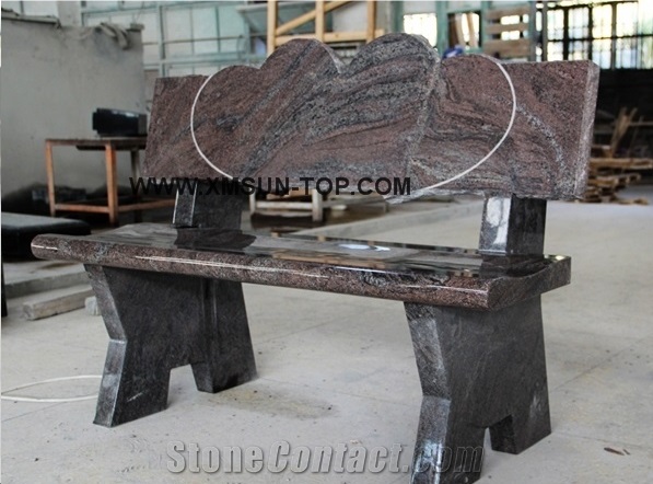 Paradiso Granite HeartsTombstone & Monument Cemetery American Bench/Multicolor Monumental Bench/Stone Memorial Bench/Mixed Color Granite Funeral Cremation Benches