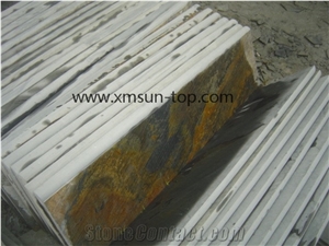 Rust Slate Steps&Stairs, Rusty Yellow Slate Stair Risers,Stair Treads, Multicolor Slate Stone Staircase, Natural Stone Steps