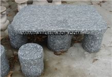 Spray White Granite Garden Bench&Table/Tiger White Granite Table Sets/G377 Granite Exterior Furniture/White Wave Granite Park Bench&Table/Mengyin Seawave Flower Granite Outdoor Furniture/Nature Stone