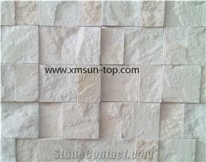 White Sandstone Mosaic Tiles, White &Beige Mosaic, Wall Mosaic, Floor Mosaic, Interior Decoration, Customized Mosaic Tile, Split Surface Mosaic Tile for Bathroom&Kitchen
