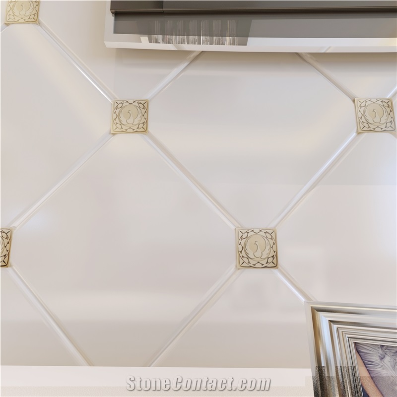 Pure White Nano Crystallized Stone Mosaic Tiles/Polished Mosaic Tile