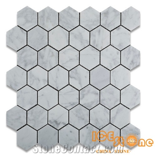 Bianco Carrara White Italy natural Marble Mosaics Hexagon/Basketweave/Chevron/Fish Bone/Mini Versaille/Polished