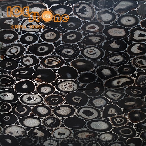 Black Agate Precious Slabs Tiles Stones/Gemstone/Interior Decoration Stone Material/Black Luxury Building Material/Semiprecious Stone/Wall Covering Tiles/Counter Top Stone Slabs