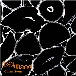 Black Agate with White Line/Semi Precious Stone Panel/Semiprecious Slabs/Tiles/Wall