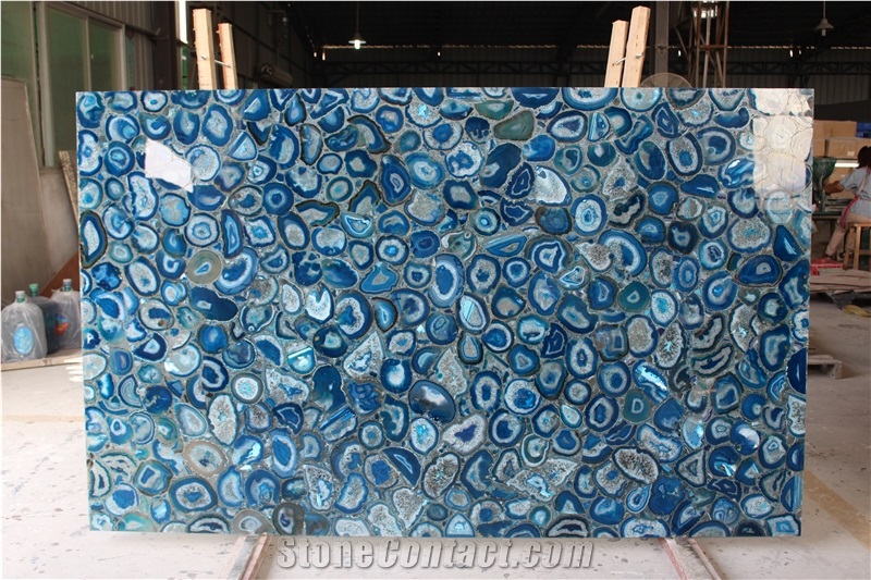 Blue Agate/Brown Agate Semiprecious Stone Petrified Wood Slabs