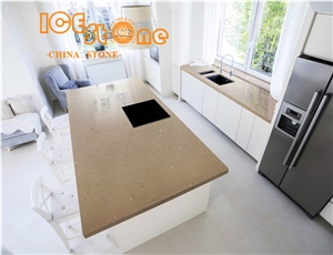 Brown Color Marble Look Quartz Stone Solid Surfaces Polished Slabs Tiles Engineered Stone Artificial Stone Slabs for Hotel Kitchen,Bathroom Backsplash Walling Panel Customized Edge countertop