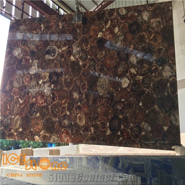 Brown/Golden Color Petrified Wood/Semi Precious Stone Panel/Tiles/Slabs/Wall/Floor/Backflash/Backlit