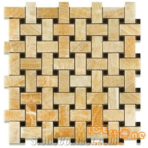 Calacatta Gold Basketweave Marble Mosaic Tile/ White Marble Basketweave Marble Mosaic Tile