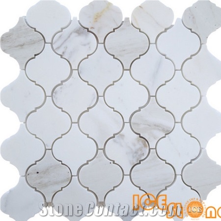 Calacatta gold marble mosaic from ICE STONE/ floor mosaic/hexagon mosaic/Beige marble mosaic/linear strips mosaic/